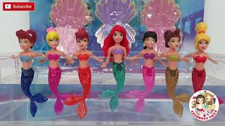 Little mermaid Ariels sisters dolls in a Little Kingdom Color Change Bath adventure [upl. by Assilav308]