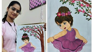 Easy Fabric painting fabricpainting fabricart paintingonfabric painting handmade handwork art [upl. by Enneillij225]