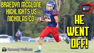 Braedyn McGlone Highlights vs Nicholas County  Lewis County Lions Football  Kool TV [upl. by Des931]