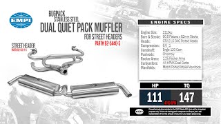 BUGPACK Stainless Steel Dual Quiet Pack Muffler for Street Headers Sound Clip and Dyno Pull [upl. by Kalle]