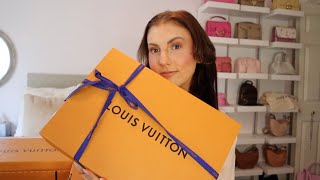 louis vuitton multi pochette accessories pink strap unboxing and what fits inside  erin nicole [upl. by Oelgnaed]