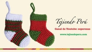 Medias o botitas navideñas en crochet [upl. by Ledarf129]