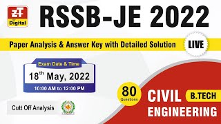 RSMSSB JEN 2022 Solution amp Answer Key  CIVIL Engineering BTECH  18 May 2022  Expected CUT OFF [upl. by Leima]