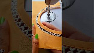 Sewing Tips And Tricks How To Attach Joint Lace On Boat Neck  Pastel Orange Fabric Shorts [upl. by Rufus]