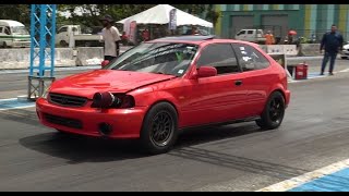 Red Honda Civic Hatch  Racetrac Track Day Drags 2024 [upl. by Artemis362]