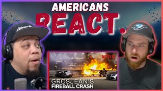 AMERICAN REACTS TO GROSJEANS INSANE FIREBALL CRASH EMOTIONAL  REAL FANS SPORTS [upl. by Hsoj789]