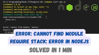 Error Cannot find module  nodejs error solved [upl. by Abernathy]