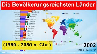 Weltbevölkerung nach Ländern 1950  2050 n Chr Die Bevölkerungsreichsten Länder [upl. by Maidel]