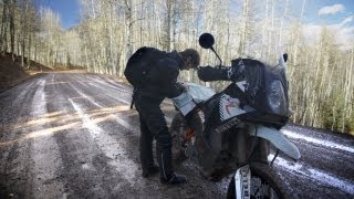 OffRoad in the Snow on a KTM 990 Adventure  RideApart [upl. by Vashtia]