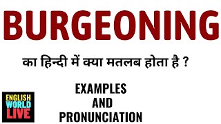 BURGEONING MEANING IN HINDI  BURGEONING का हिन्दी में क्या मतलब होता है  BURGEONING IN HINDI [upl. by Aneliram857]