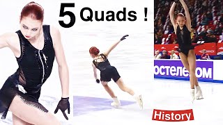 Alexandra Trusova lands 5 QUADS  history [upl. by Bivins]