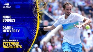 Nuno Borges vs Daniil Medvedev Extended Highlights  2024 US Open Round 4 [upl. by Charron]