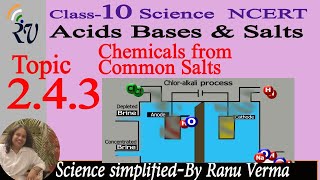 Class 10th NCERT Chapter 2 topic 243 Chemicals from Common Salt Acid Bases amp Salts Chloralkali [upl. by Mcgean]