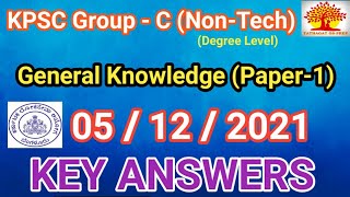 KPSC group C non technical general knowledge paper1 key Answers 2021 [upl. by Tremaine231]