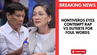 Hontiveros Eyes Contempt Rap vs Duterte for Foul Words [upl. by Llemrej]