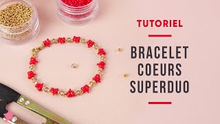 TUTORIEL  Bracelet coeur en perles SuperDuo et rocailles Miyuki [upl. by Odnalro]