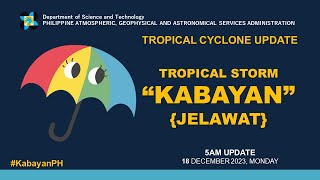 Press Briefing Tropical Storm quotKabayanPHquot  5AM Update December 18 2023  Monday [upl. by Marabelle46]