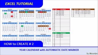 How to Create Excel Calendar for Specific Year with Automatic Date Marker [upl. by Aneet346]