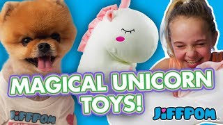 Unboxing Magical Unicorn Toys  Jiffpom [upl. by Arihat]