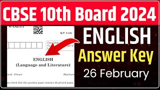 Cbse Board 10th English Paper Solution 2024  Class 10 Cbse Board Exam 2024 English Paper Answer Key [upl. by Mcclelland]