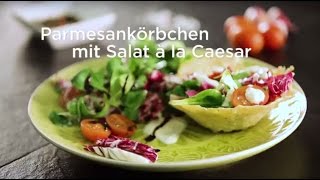 QRezept Parmesankörbchen mit Salat à la Caesar [upl. by Dalpe254]