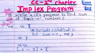 tybsc CC 2nd chapters Imp LEX Programs for university exam 2023 compiler construction exam [upl. by Arlynne]