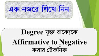 Degree যুক্ত বাক্যেকে Affirmative থেকে Negative করার বিস্তারিত আলোচনা Transformation of Degree [upl. by Nnaycnan]