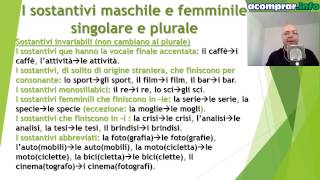 Lezione 4  Singolare e plurale  Italiano acomprarinfo [upl. by Ketty]