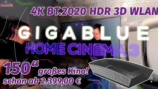 Gigablue Home Cinema 3 Triple LaserTV 4K 120Hz 3D Android 13 AppStreaming via WiFi [upl. by Aima407]