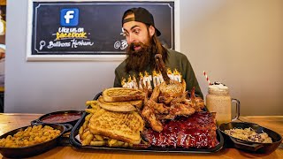 BULLHORNS UNDEFEATED BBQ PLATTER CHALLENGE  BeardMeatsFood [upl. by Aeli]