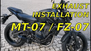 MT07 FZ07 2021  Roadsitalia Exhaust Install [upl. by Emarej]