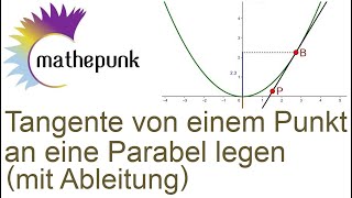 Eine Tangente von einem Punkt an eine Parabel mit Ableitung [upl. by Nemhauser]