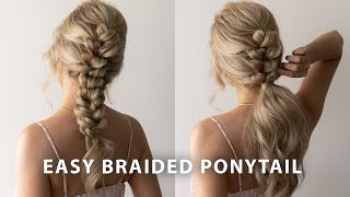 EASY BRAIDED PONYTAIL HAIRSTYLE SUMMER 💖 Wedding Bridal Long Hair [upl. by Trefor]