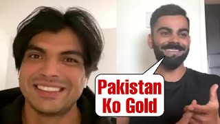 Virat Talk To Neeraj Chopra After He Win Silver And Pakistan Win Gold [upl. by Aerdnak]