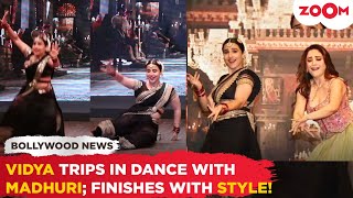 Vidya Balans EPIC fall on stage during Ami Je Tomar dance with Madhuri Dixit finishes with GRACE [upl. by Tnarud831]