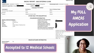 My Full AMCAS Application  TWELVE Acceptances [upl. by Oigile]