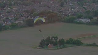 Paraglider fly east along Ferring beach south coast [upl. by Amehsat877]