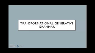 Transformational Generative Grammar Part 1  Sem 5 BA Linguistics Uty of Kerala [upl. by Ettenotna73]