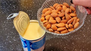 Beat Condensed Milk with Almonds Youll be Amazed Dessert in a Minute No Baking [upl. by Roinuj]