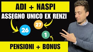 ADI e ASSEGNO UNICO in ARRIVO pure su RDC NASPI ex RENZI PENSIONI aumenti febbraiomarzo 2024 [upl. by Dione]