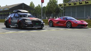 Audi RS6 DTM ROOF BOX By Jon Olsson vs Ferrari LaFerrari at Monza Full Course [upl. by Ibbed]