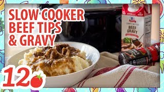 How to Make Slow Cooker Beef Tips amp Gravy [upl. by Kuehn197]