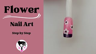 Flower Nail Art Step by Step for Beginner [upl. by Ellirehs]