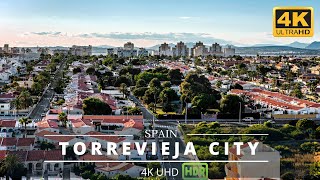 Torrevieja 4k Spain  Downtown Torrevieja Spain 4K drone footage  Costa blanca beaches spain 2021 [upl. by Hpejsoj]