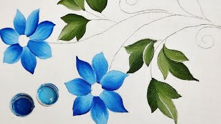 Basic Fabric Painting tutorial in English Painting Flower on Cloth Made Easy [upl. by Nalor909]