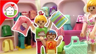 Playmobil Puppen Bekleidungsgeschäft  Shopping mit Lena  Familie Hauser Boutique Spielzeug Video [upl. by Noma]