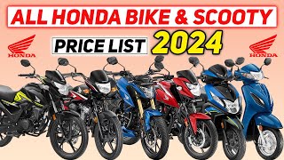 HONDA ALL BIKES PRICE LIST 2024 IN INDIA💥🤩New Price list onroad Price 2024  All Honda Bikes 2024 [upl. by Josie142]