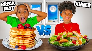 BREAKFAST VS DINNER FOOD CHALLENGE [upl. by Lemert]