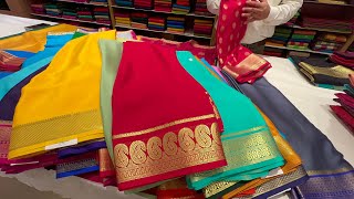 Bangalore Malleshwaram pure Mysore silk sarees with special discounts single piece courier avail [upl. by Gnurt]