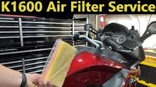 BMW K1600 Air Filter Service HOW TO [upl. by Delija751]